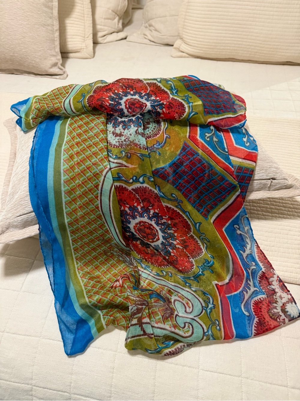 Vibrant Floral Multicolor Decorative Scarf Throw - Home Accents